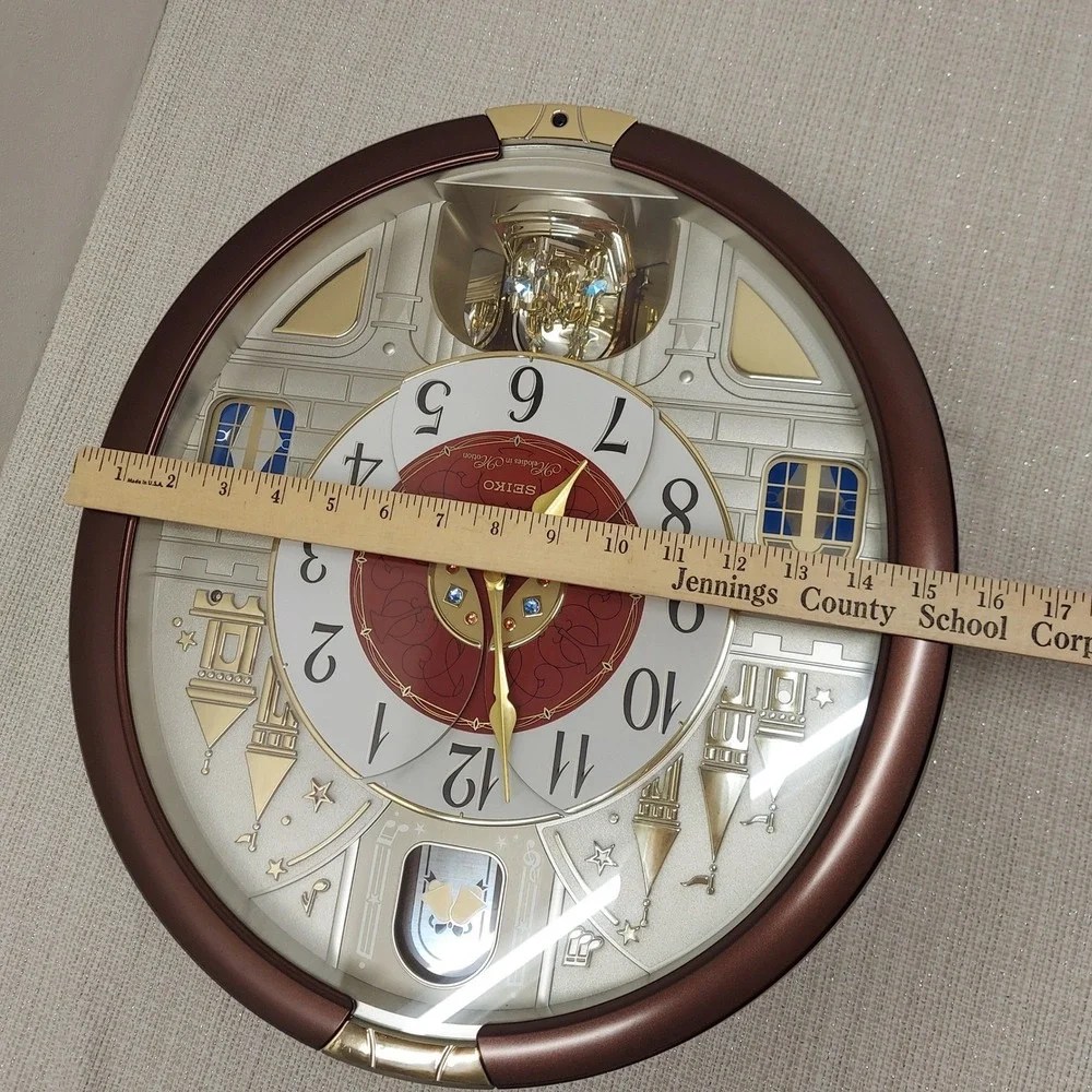 Seiko Melodies in Motion Wall Clock QXM565BRH Swarovski Crystals 24 Melodies
